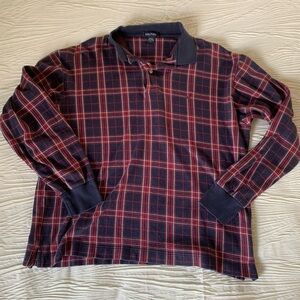 Nautica long sleeve plaid polo shirt, men’s large